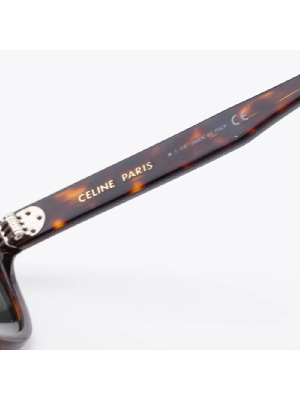 Celine Paris CL40102I 52N Sunglasses Dark Havana Square Frame, Green Lenses